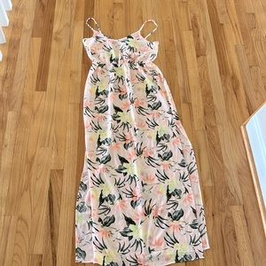 H&M coral flower maxi dress size small